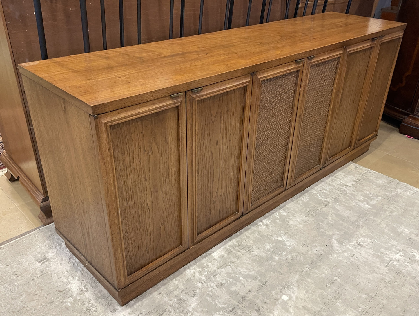 Mid Century Credenza with Woven Doors, AS IS (0NJ007)
