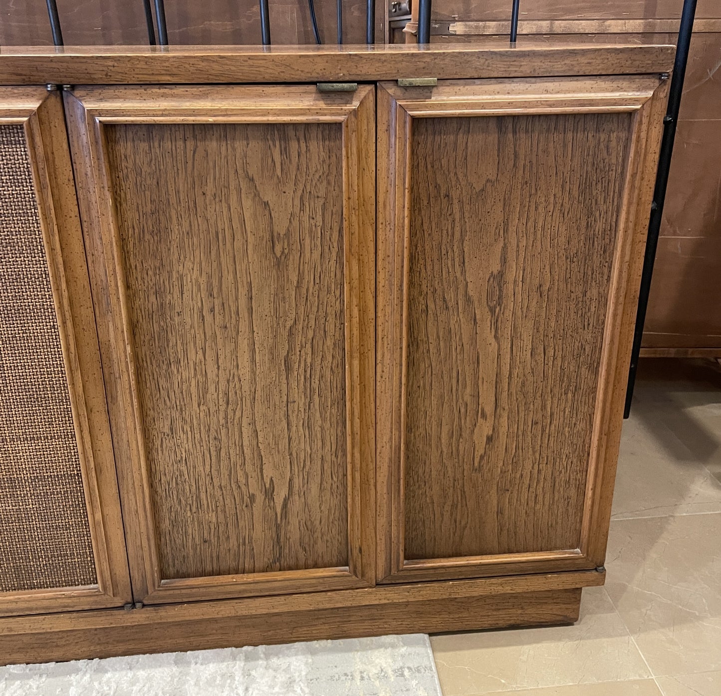 Mid Century Credenza with Woven Doors, AS IS (0NJ007)