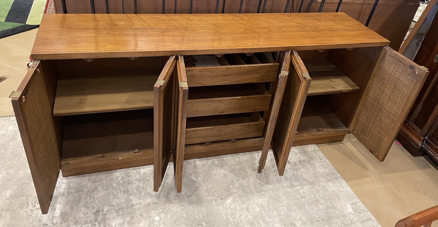 Mid Century Credenza with Woven Doors, AS IS (0NJ007)