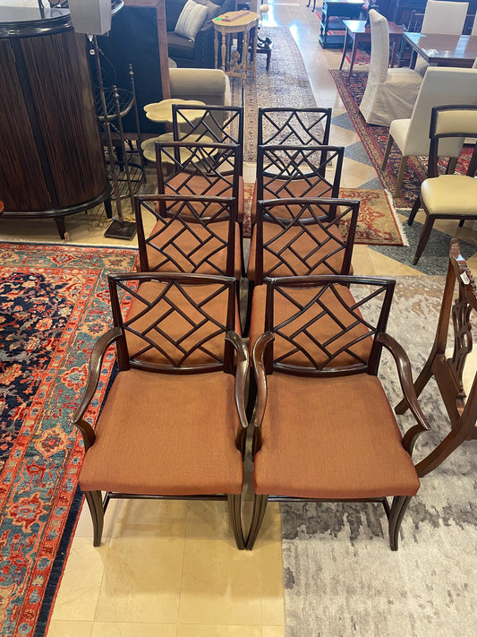 Dessin Fournir Mahogany Chinese Chippendale Dining Chairs, Set of 8 (0FA005)