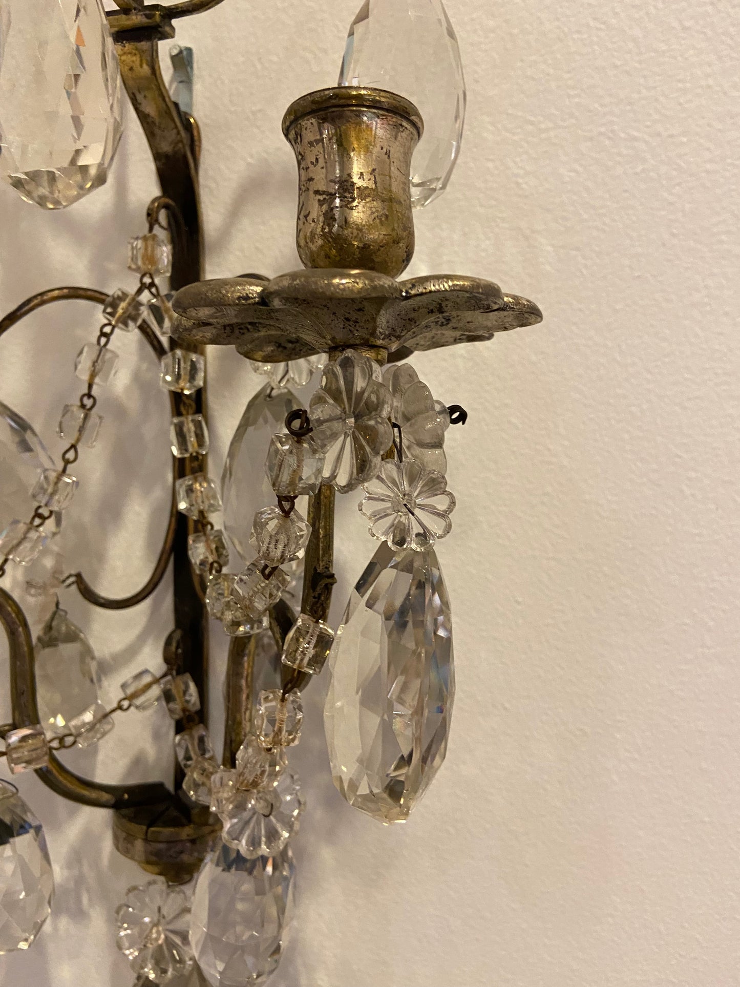 Pair of Crystal Wall Candle Sconces (26922)