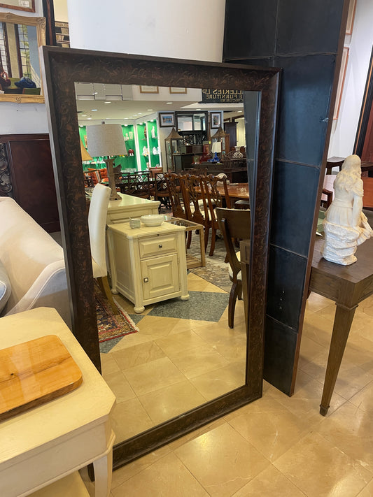 Embossed Floral Rectangular Mirror, made in Italy