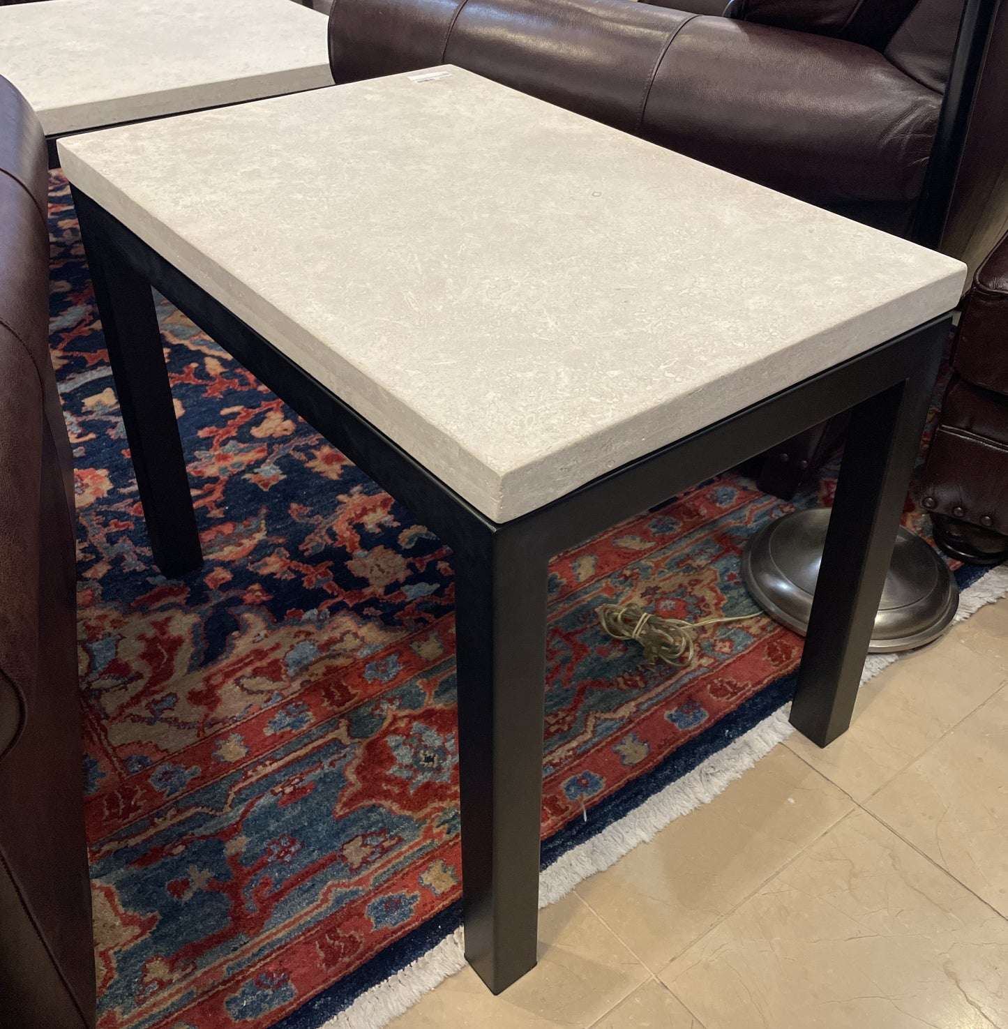 Crate and Barrel Travertine End Table (0C0009)