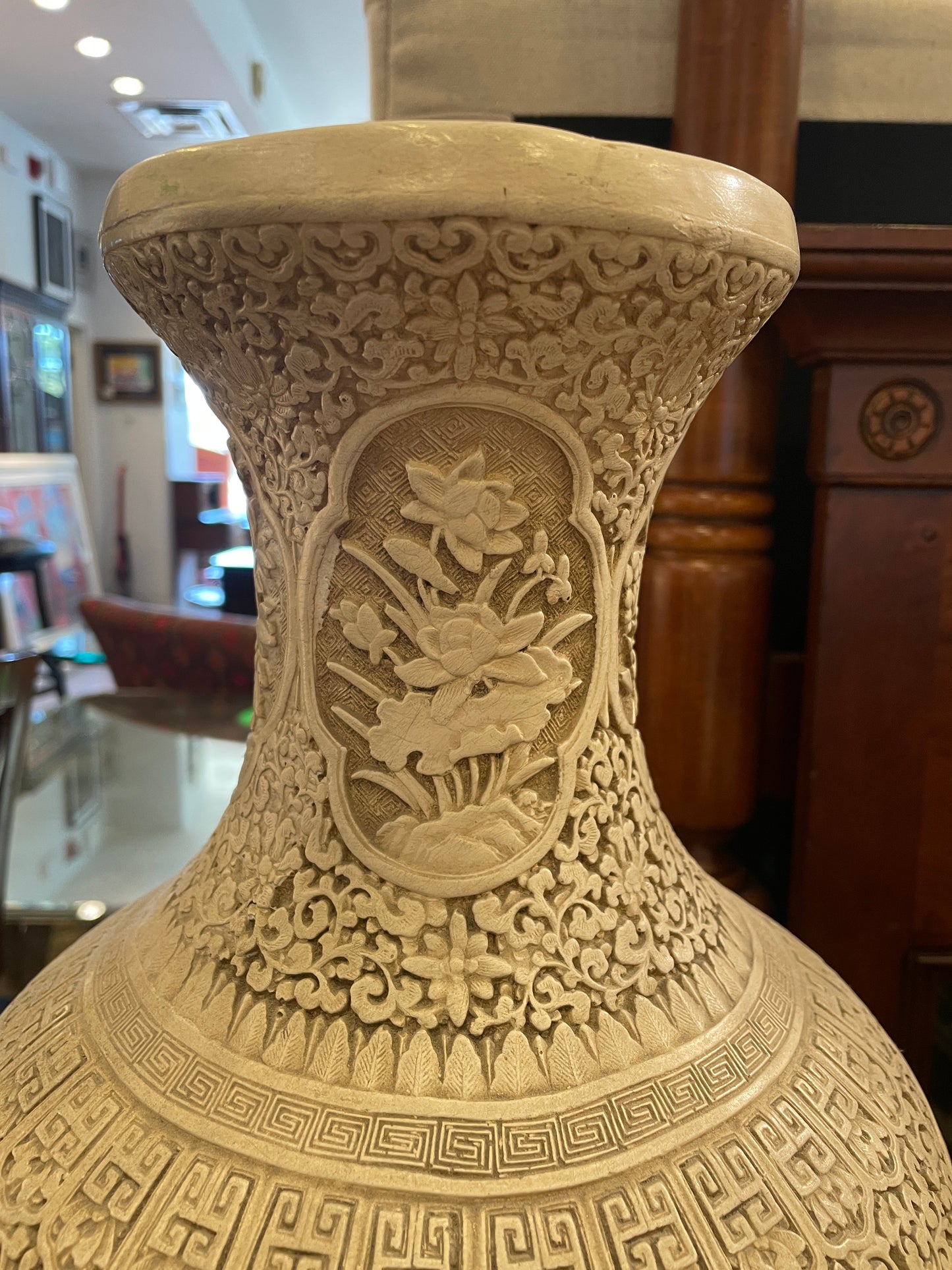 Asian Carved Soapstone Vase (00S008)