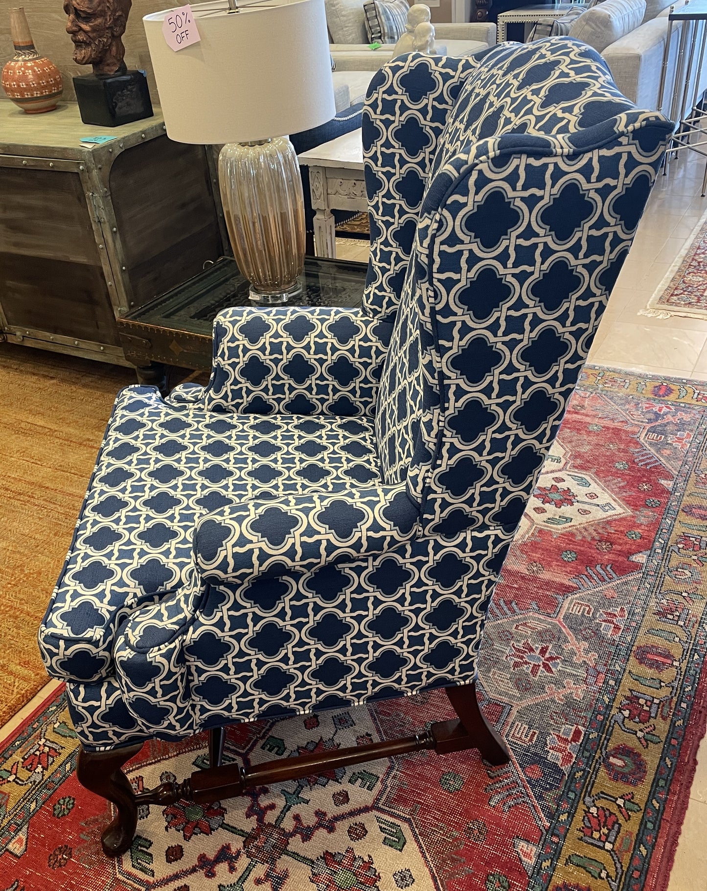 Hickory Chair Wing Chair, Reupholstered (Two available 0NS001 and 0NS002)