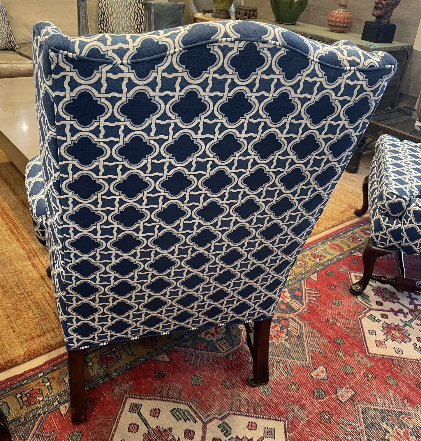 Hickory Chair Wing Chair, Reupholstered (Two available 0NS001 and 0NS002)
