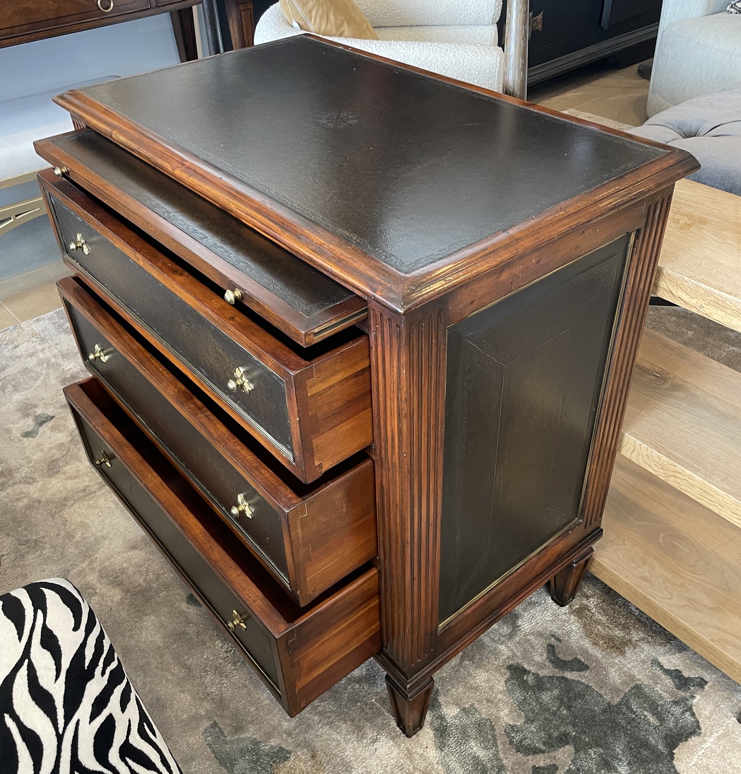Theodore Alexander Leather Four Drawer Chest (0NT005)