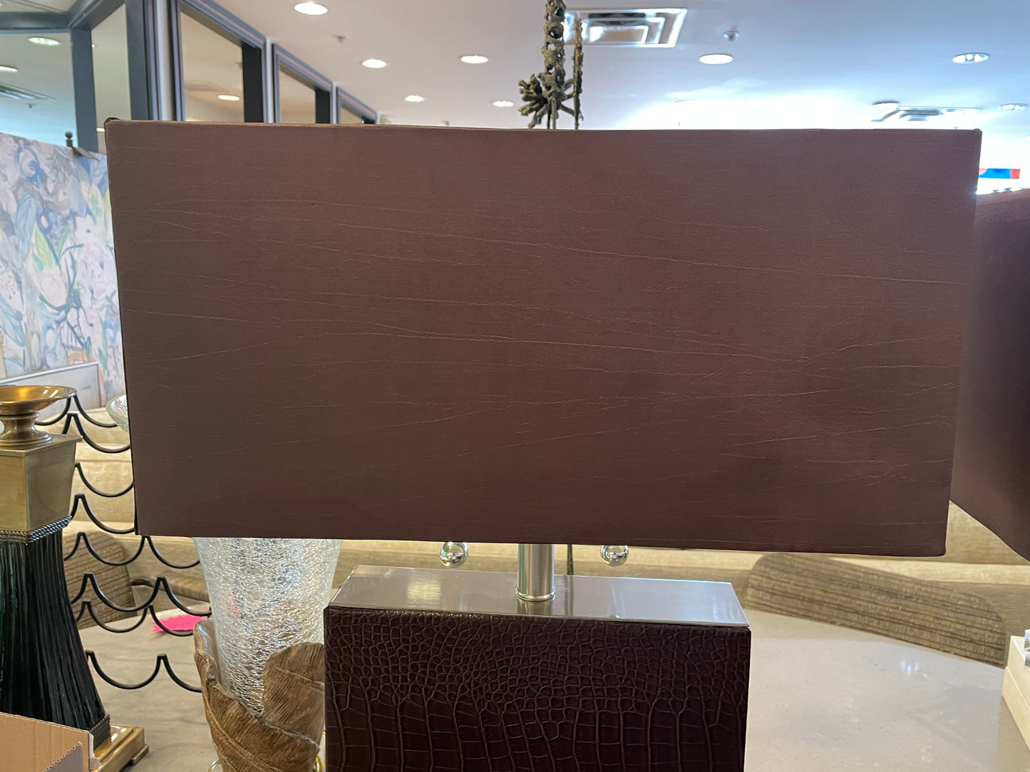 Leather and Chrome Table Lamps, a pair (0NT00J)