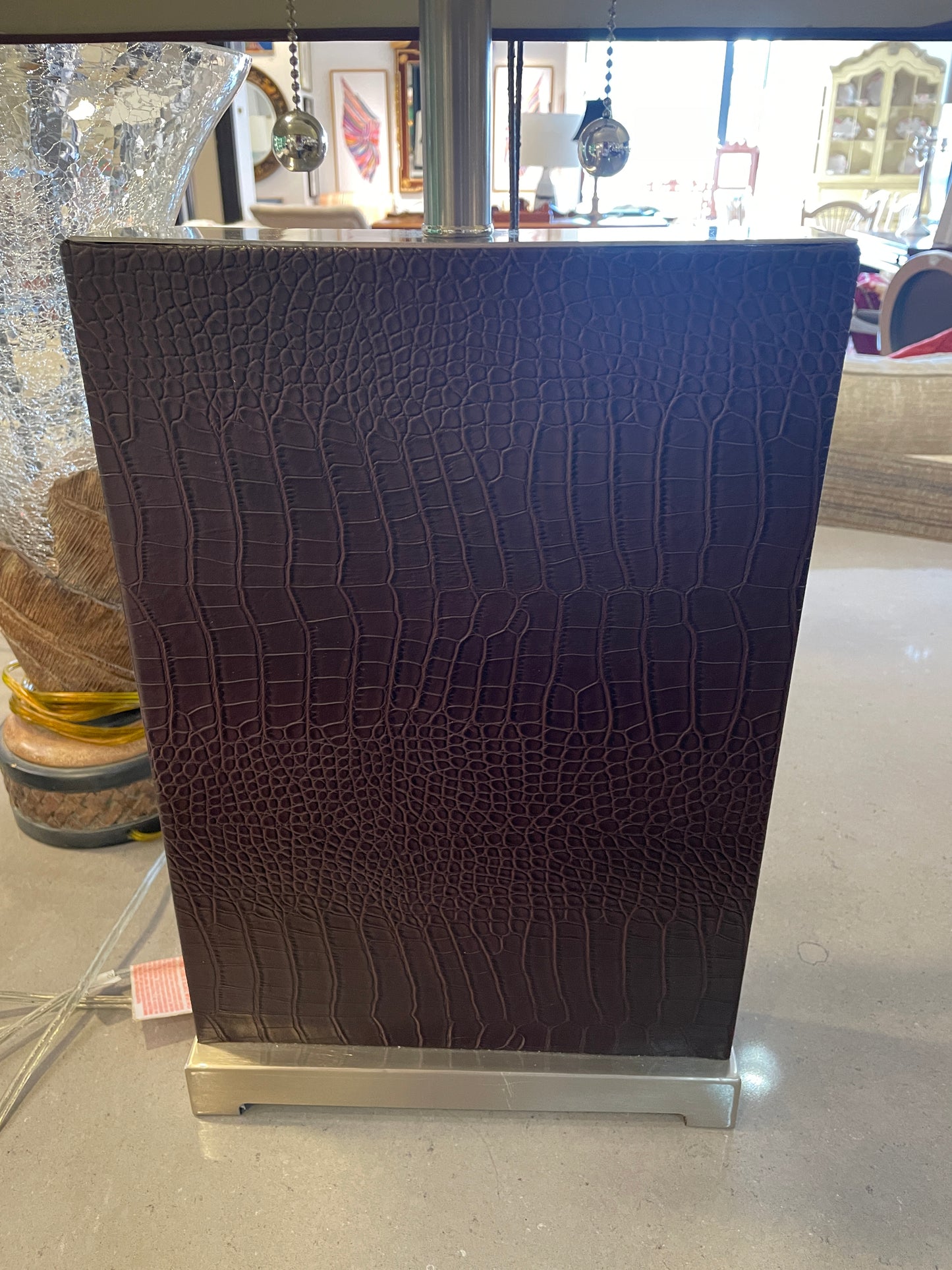 Leather and Chrome Table Lamps, a pair (0NT00J)