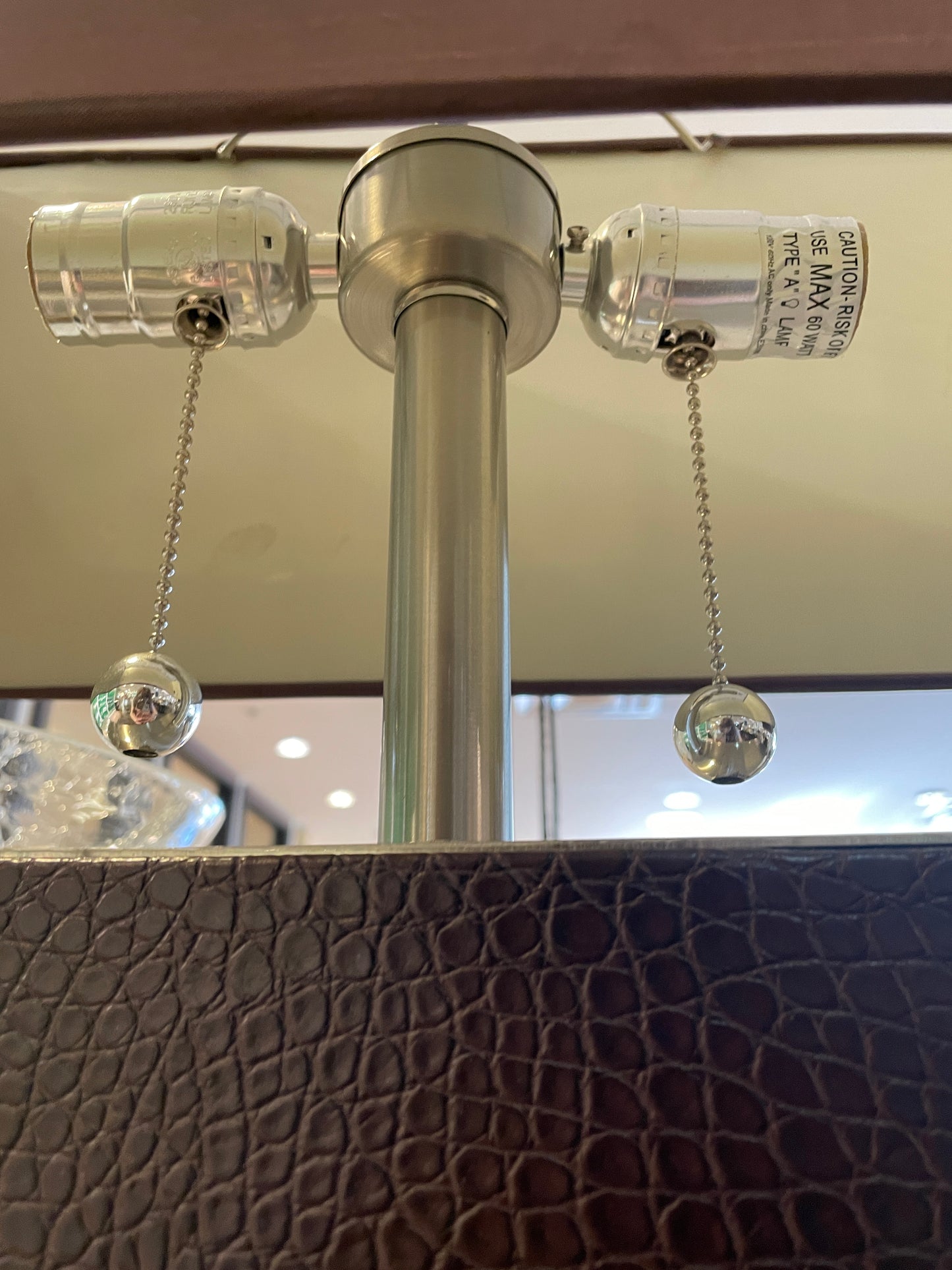 Leather and Chrome Table Lamps, a pair (0NT00J)