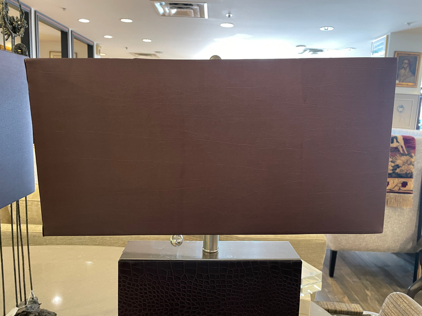 Leather and Chrome Table Lamps, a pair (0NT00J)