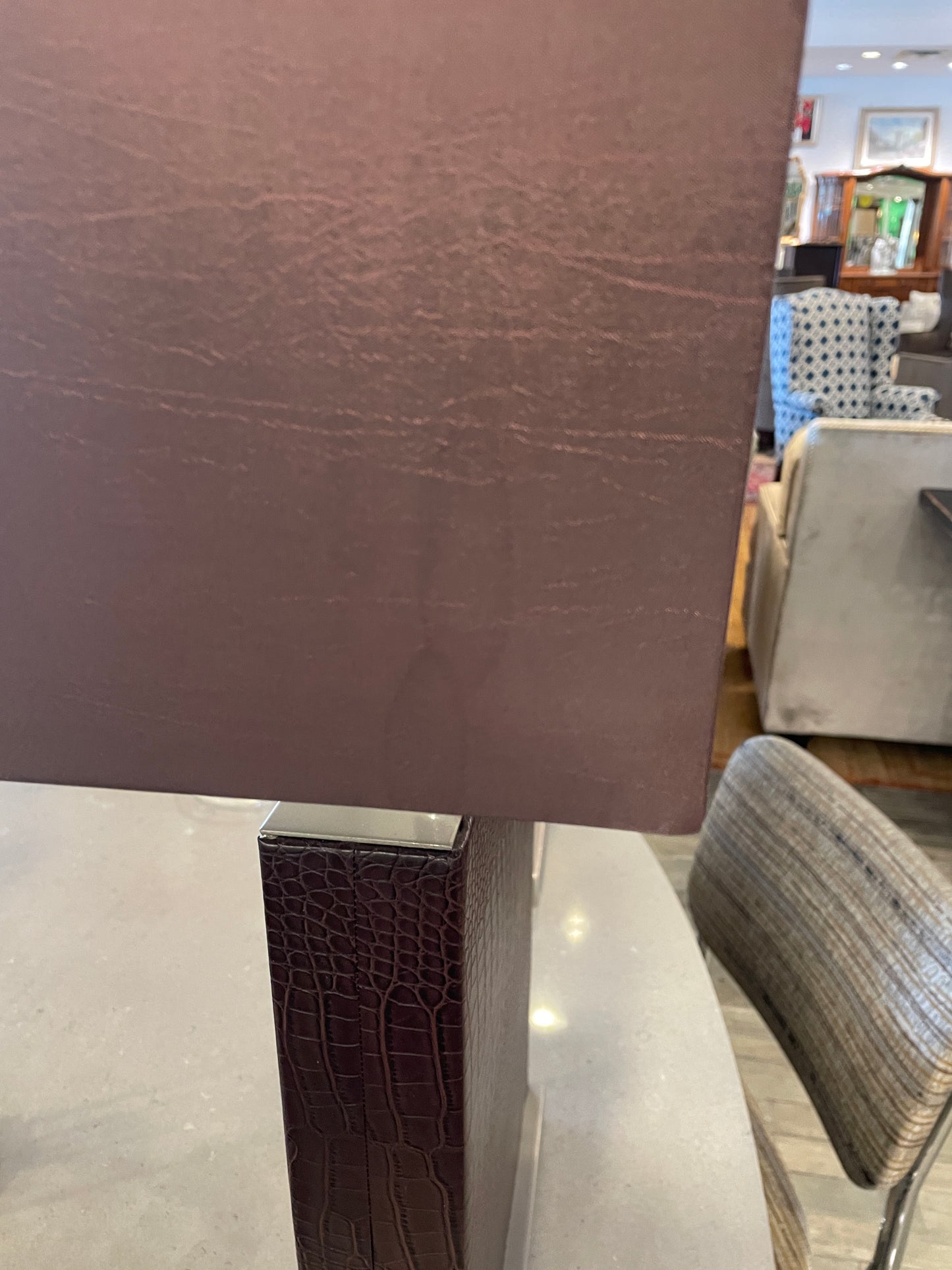 Leather and Chrome Table Lamps, a pair (0NT00J)