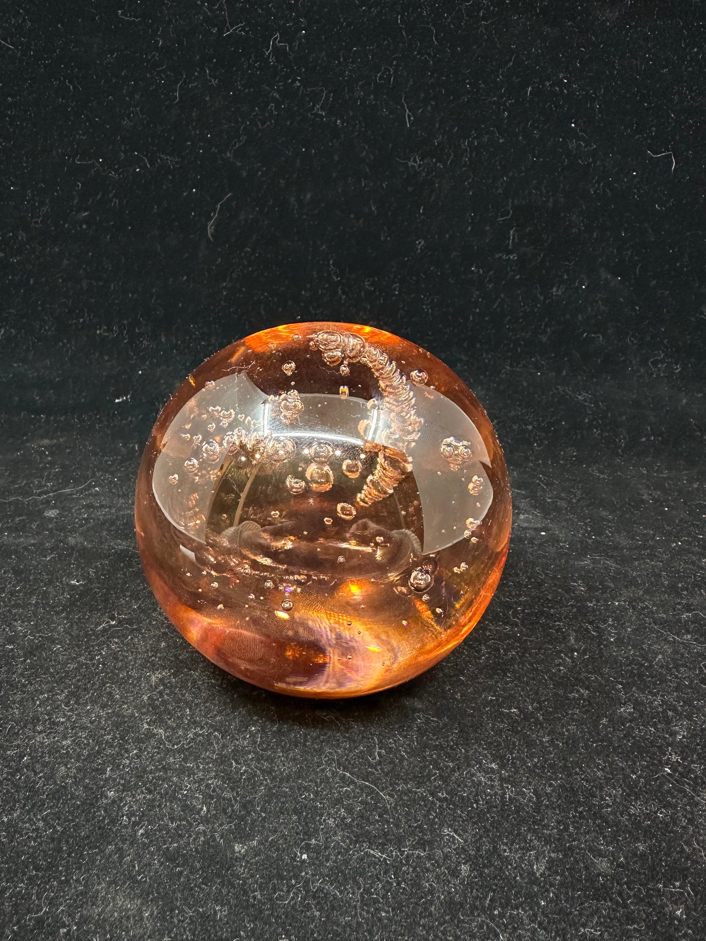 Pink Glass Paperweight with Bubbles (26890)