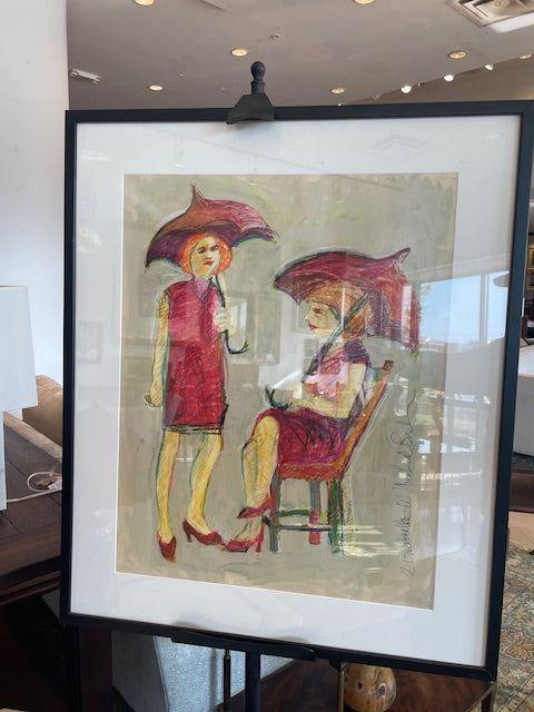 W Michael Bush "Two Umbrellas" Mixed Media
