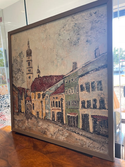 Vesela Baker "European Street Scene" Acrylic 2014, Signed (0G0003)