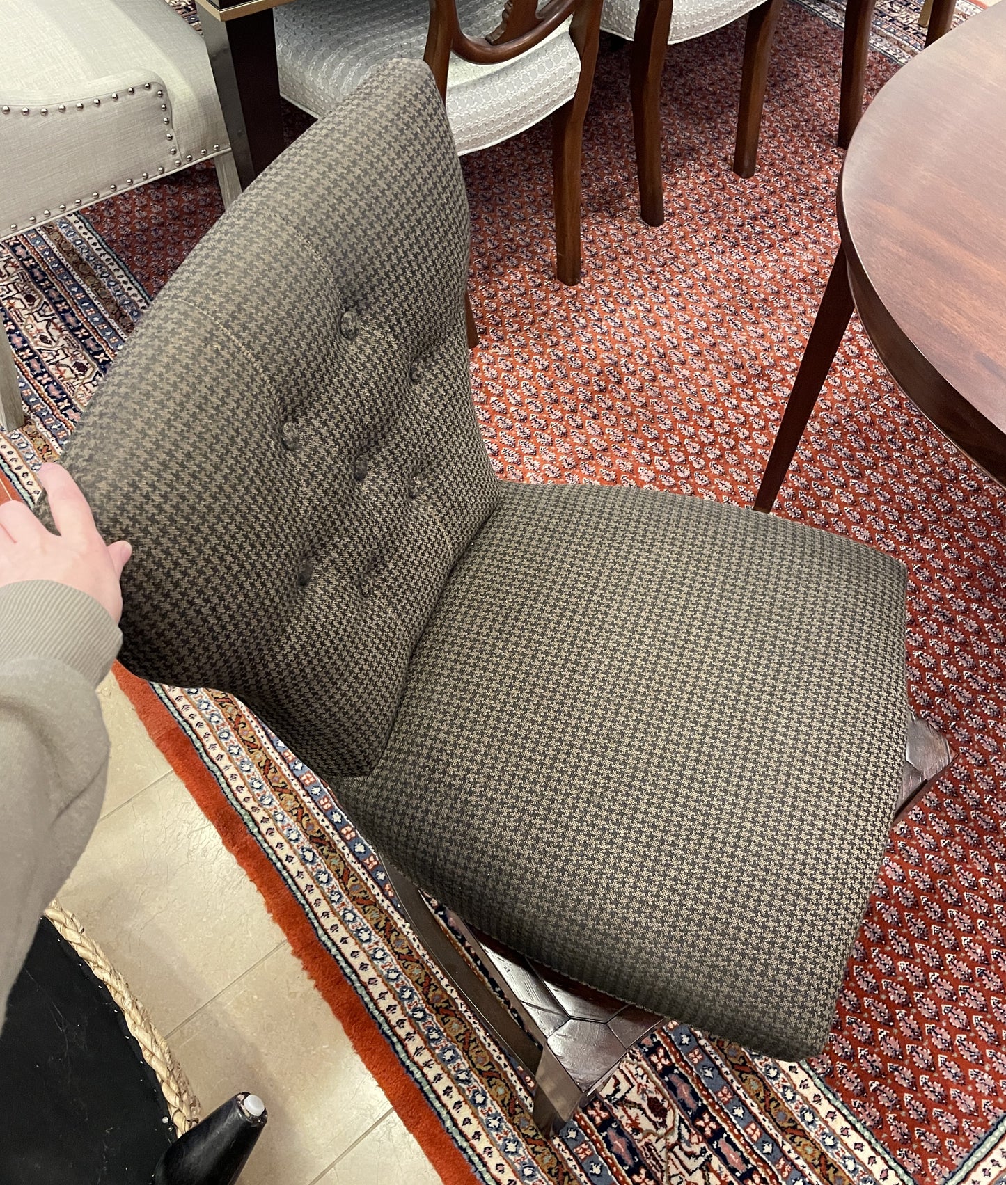 Houndstooth Swivel Barstool, AS IS Counter Height (Four available 0NT00E, 00F, 00G, 00H)