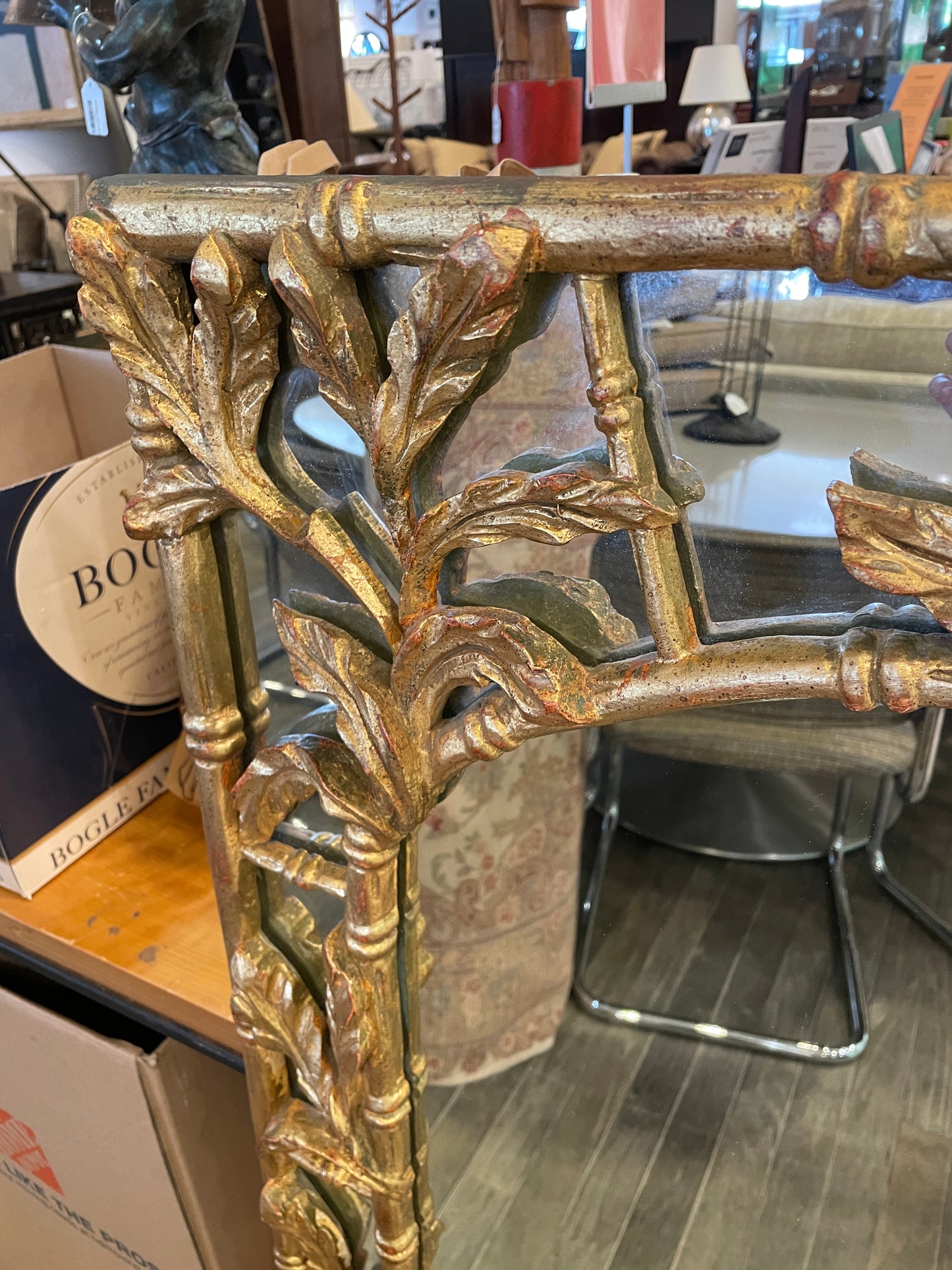 Vintage Gilded Mirror with Floral Carving (0NU003)