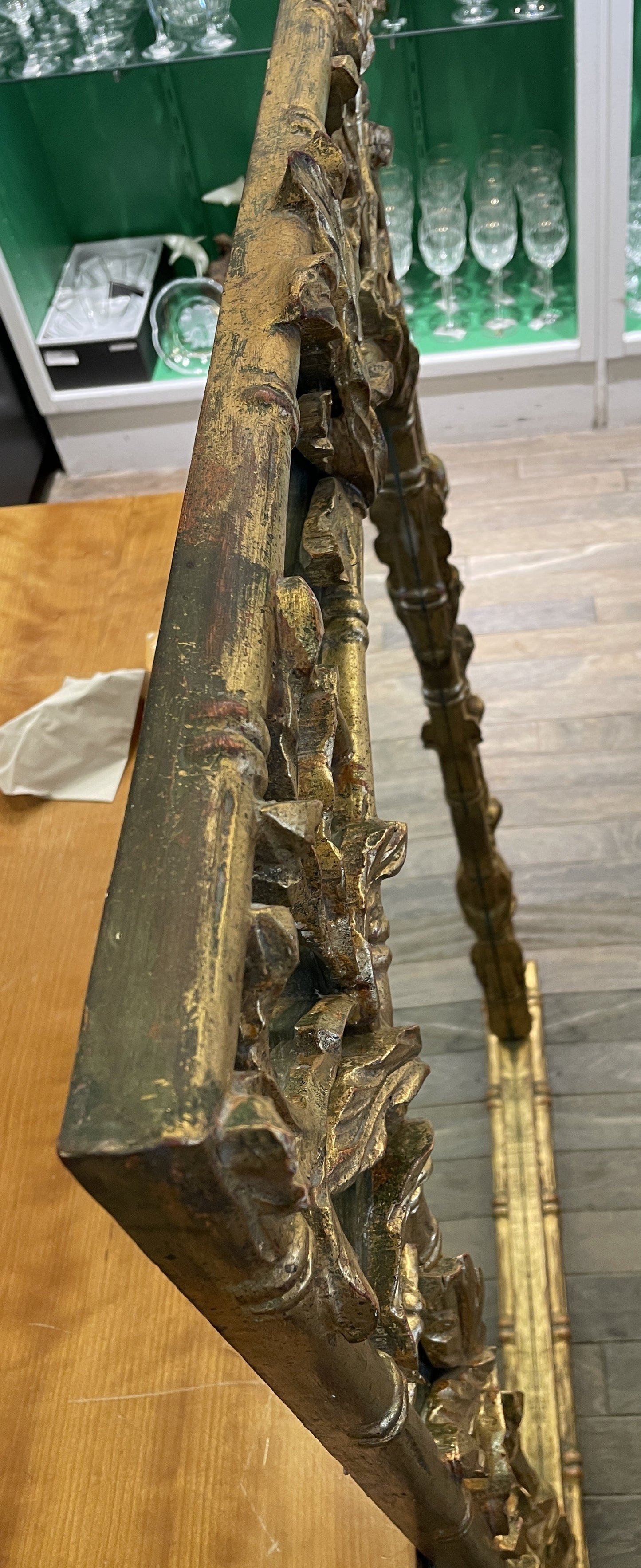 Vintage Gilded Mirror with Floral Carving (0NU003)