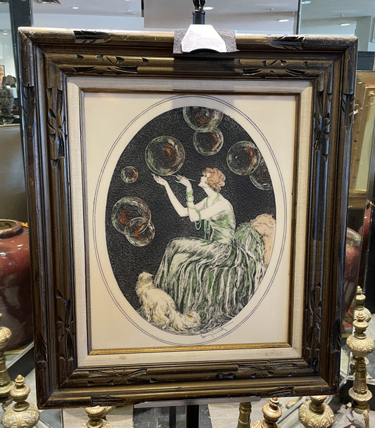 Louis Icart "Bubbles" Etching on Celluloid, 1980s (0G5003)