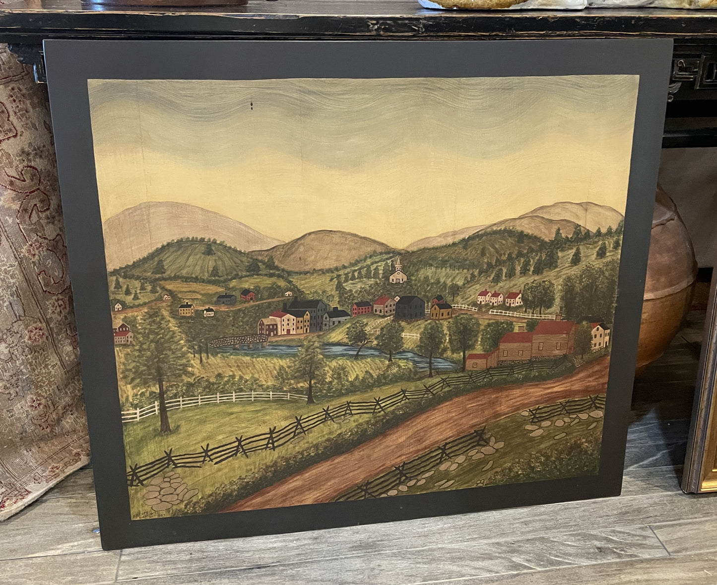 B. Peters Folk Art painting on board, 1987 (0C4016)