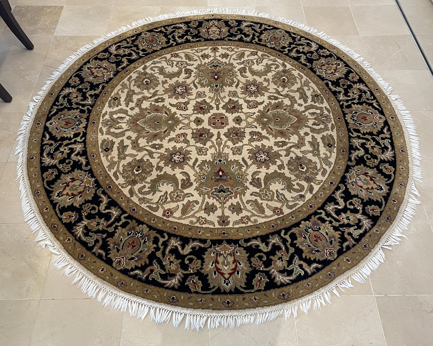 6' Round HK Rug, Gold/Black (0G8001)