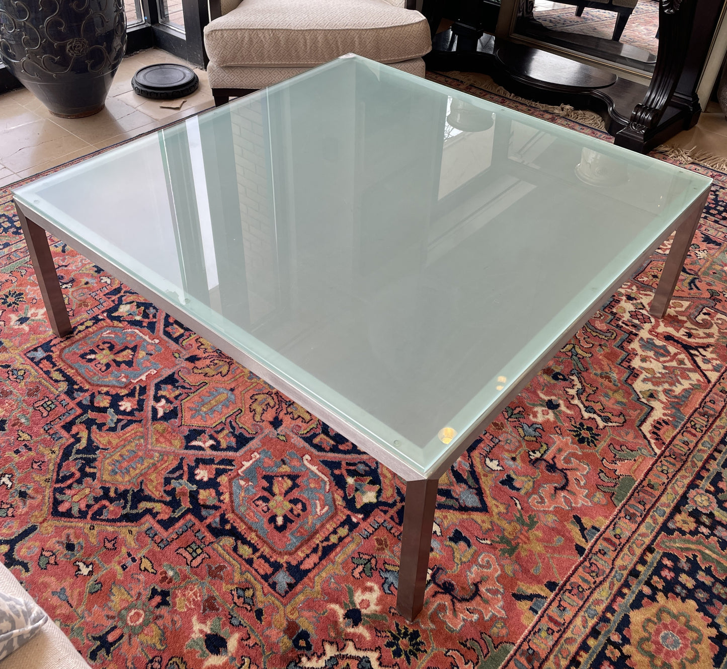 Room and Board Chrome and Glass Coffee Table (0C8008)