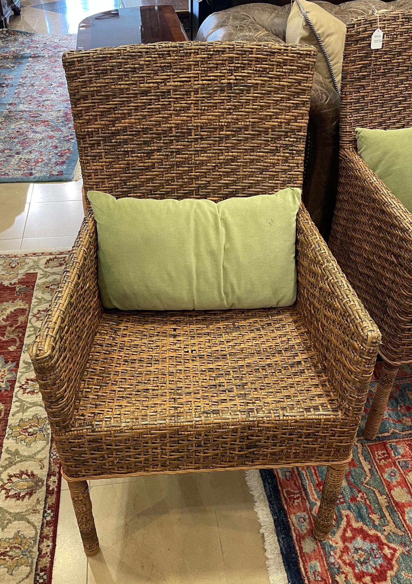 Rushed Arm Chair with Green Lumbar Pillow AS IS (0NX008)