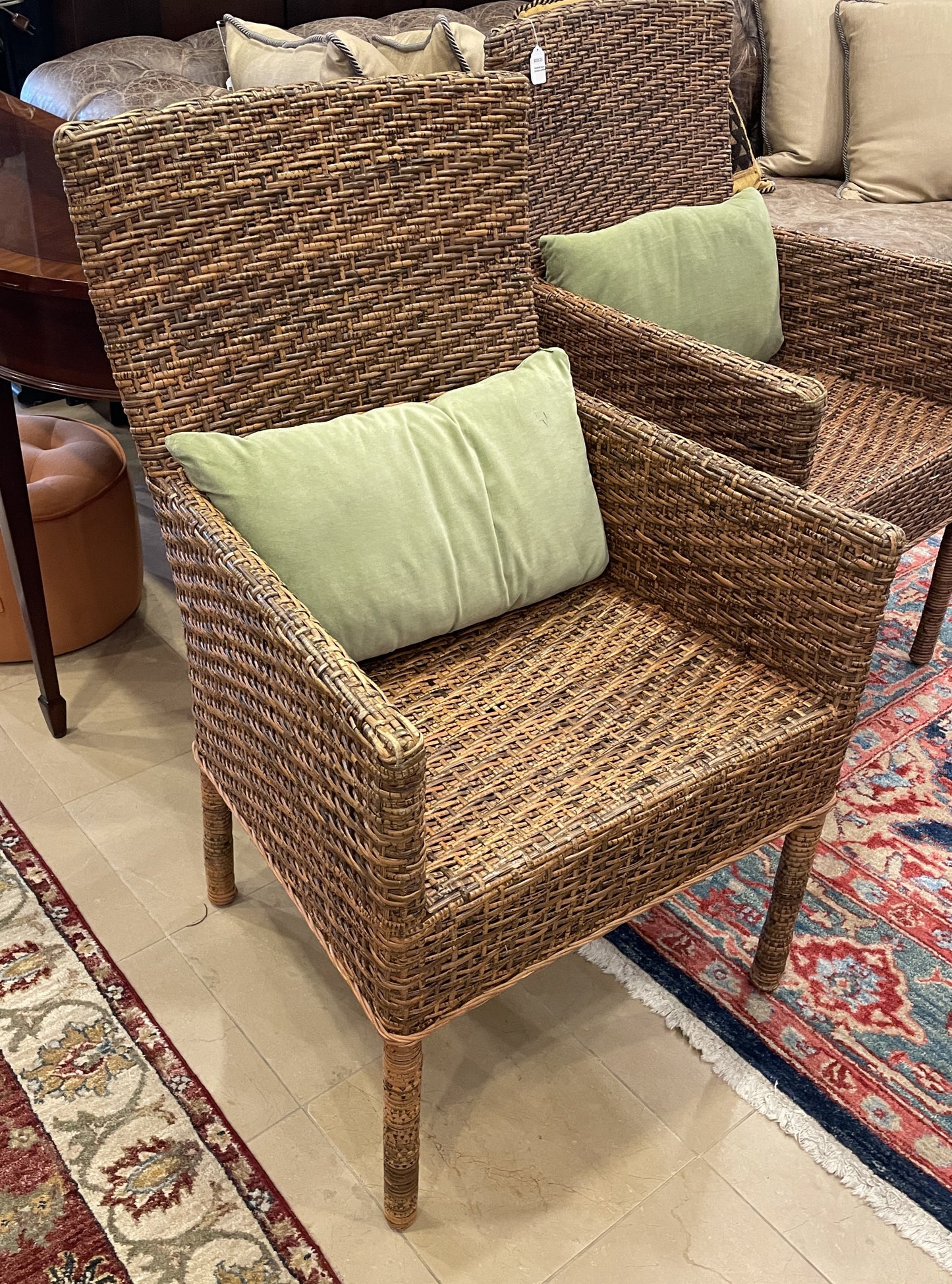 Rushed Arm Chair with Green Lumbar Pillow AS IS (0NX008)