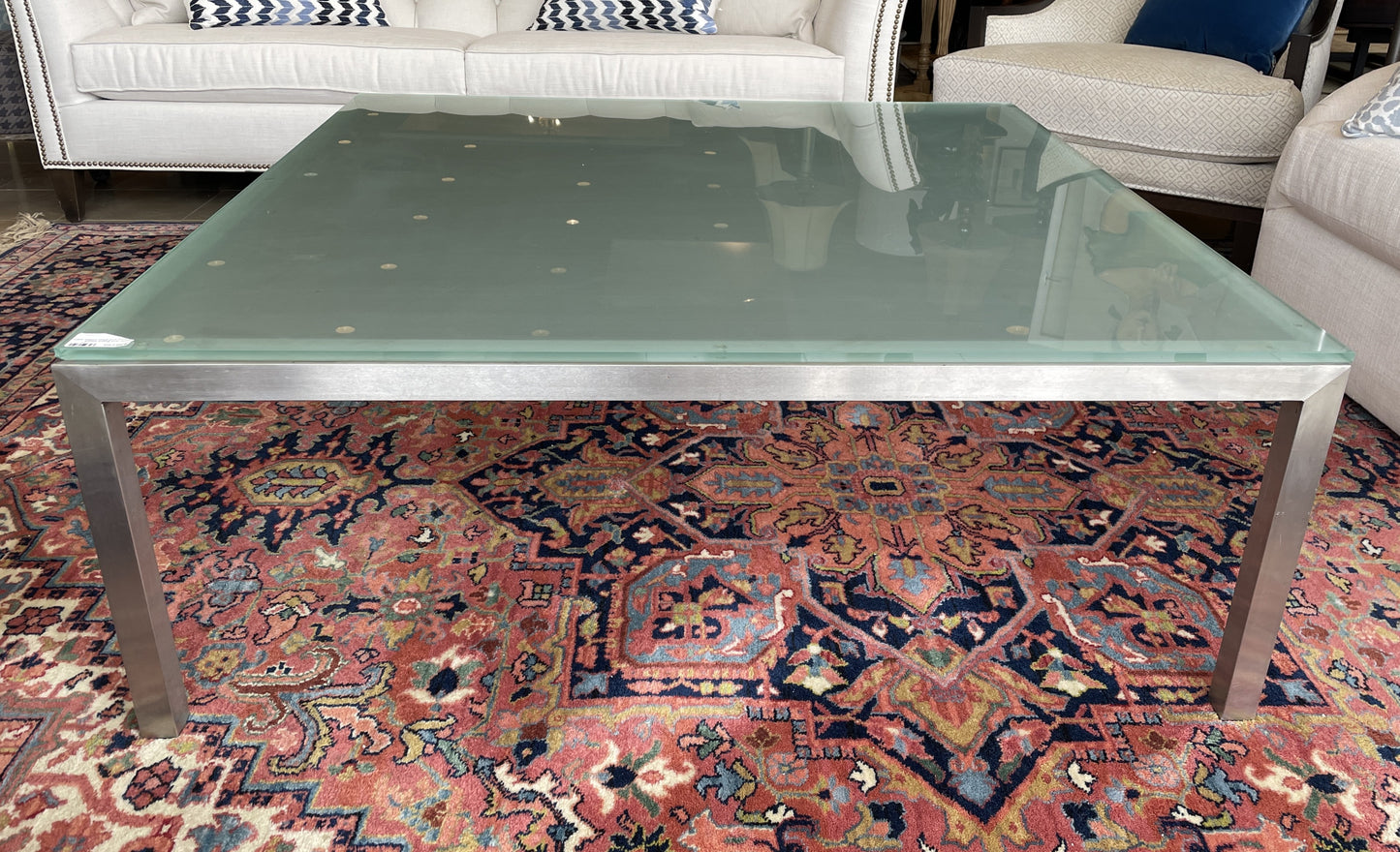 Room and Board Chrome and Glass Coffee Table (0C8008)