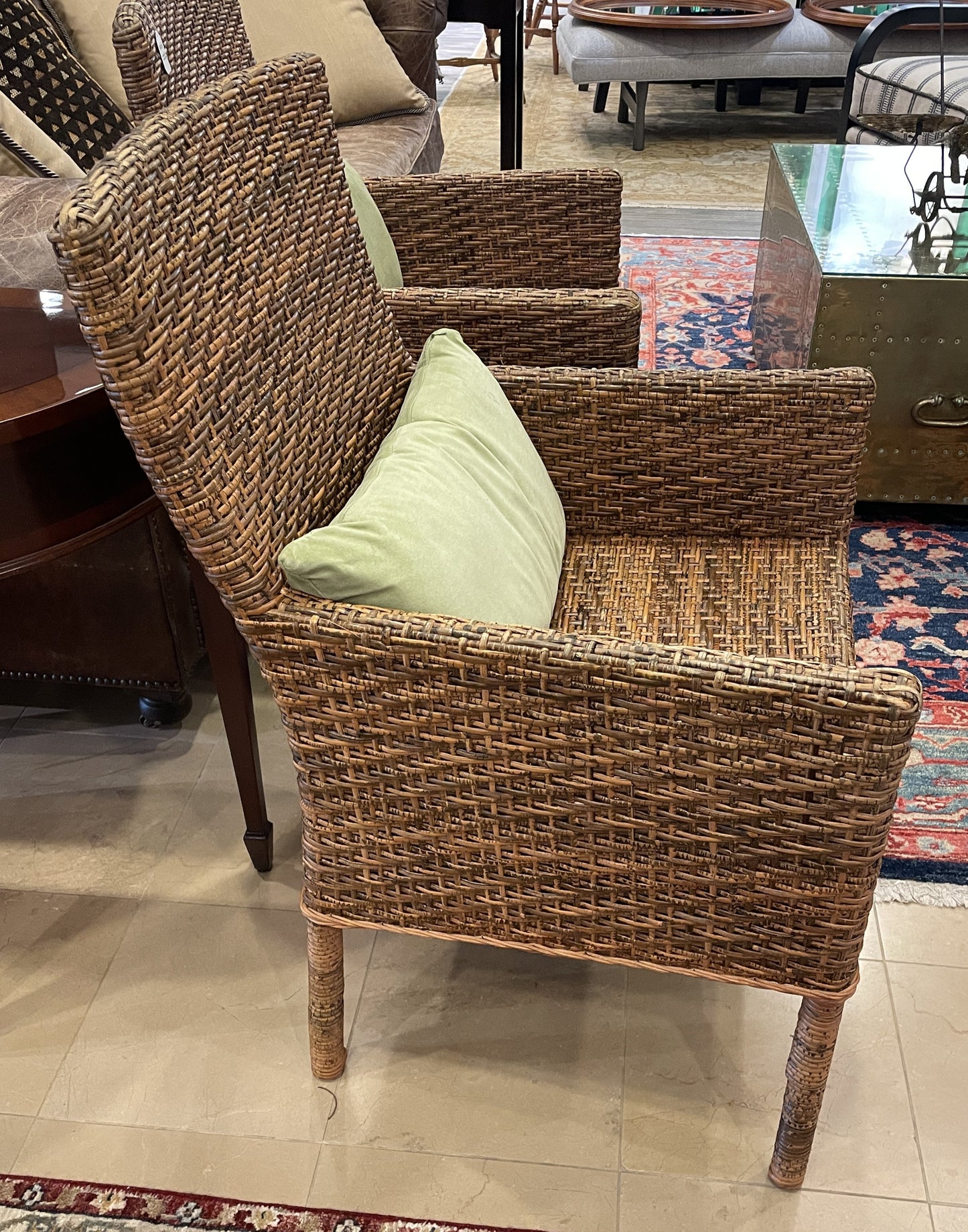 Rushed Arm Chair with Green Lumbar Pillow AS IS (0NX008)