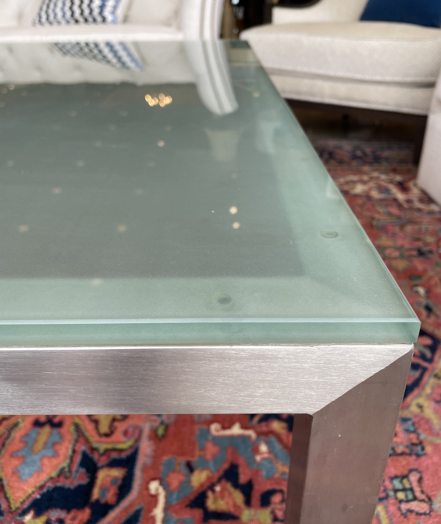 Room and Board Chrome and Glass Coffee Table (0C8008)