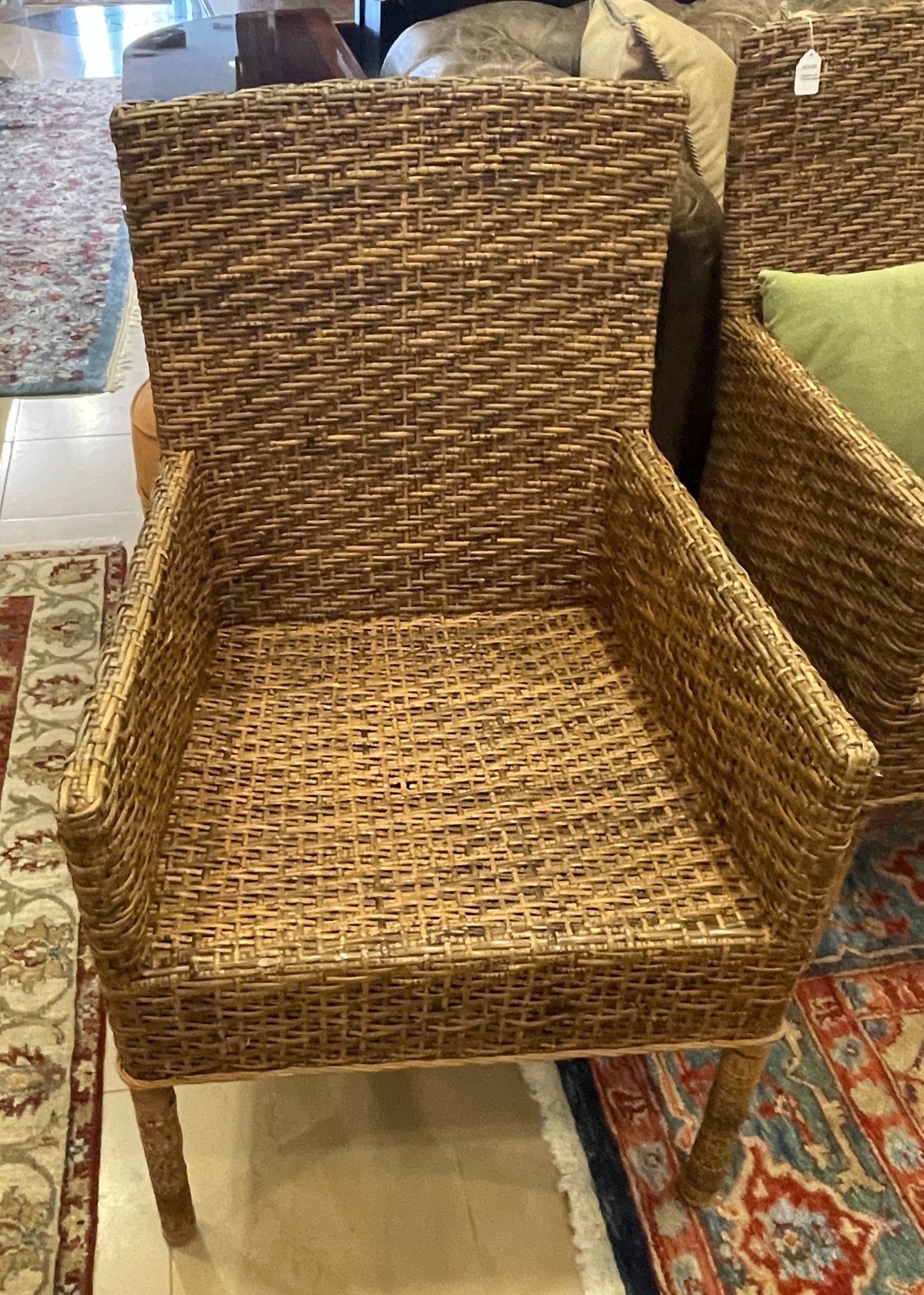 Rushed Arm Chair with Green Lumbar Pillow AS IS (0NX008)