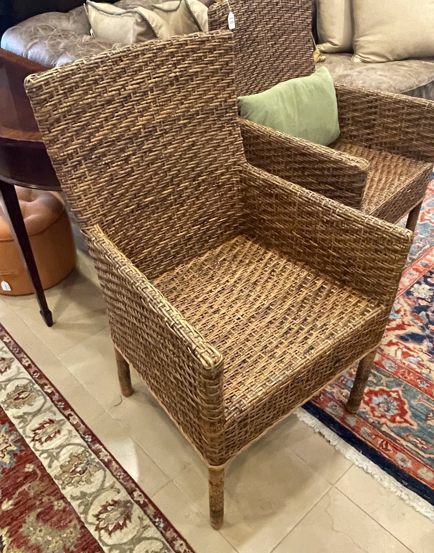 Rushed Arm Chair with Green Lumbar Pillow AS IS (0NX008)