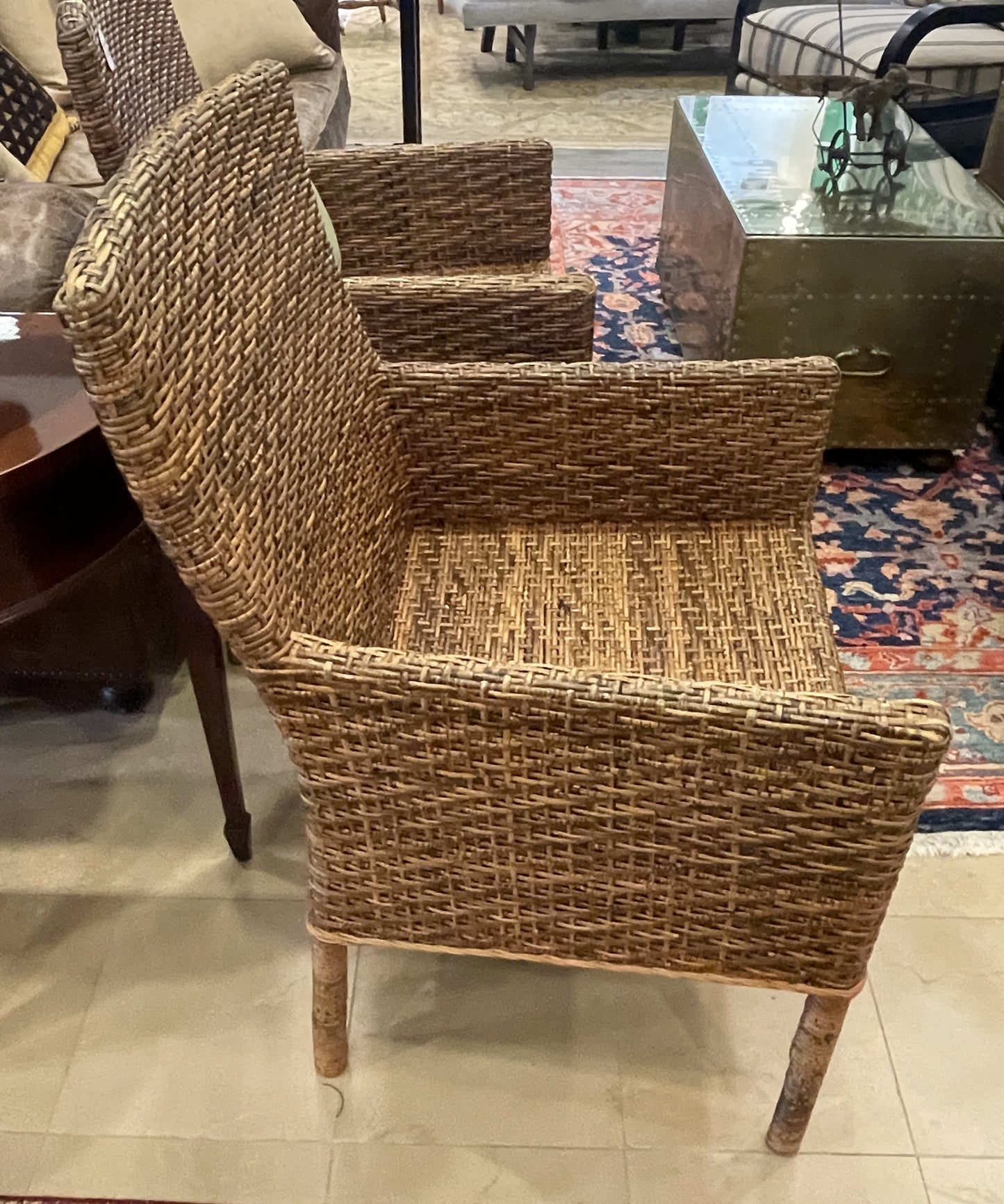 Rushed Arm Chair with Green Lumbar Pillow AS IS (0NX008)