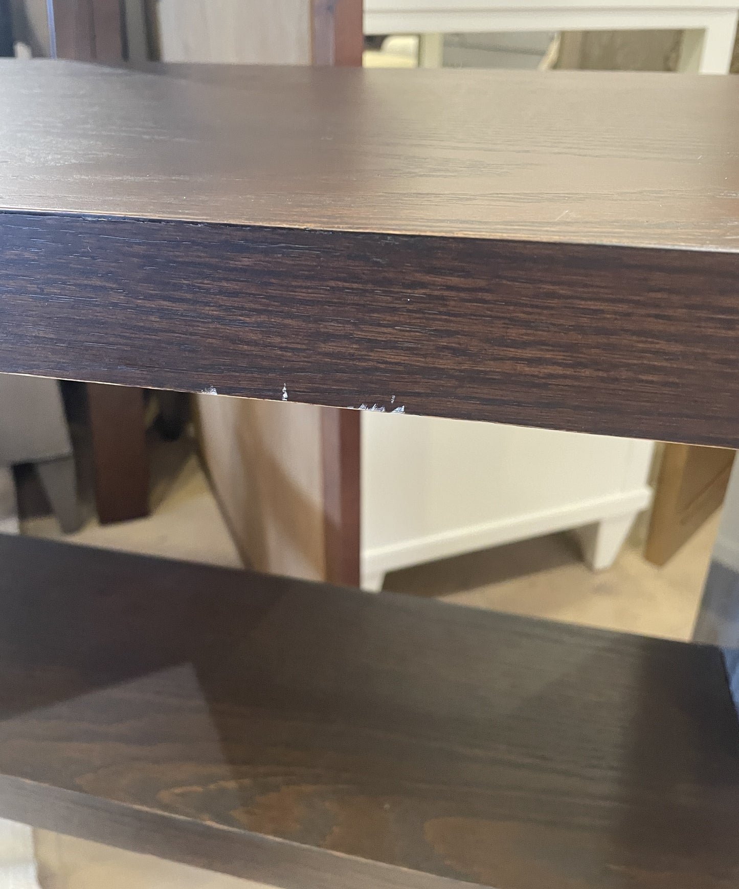 Modern Espresso Finish Console with Brushed Steel Base, AS IS (02J00G)