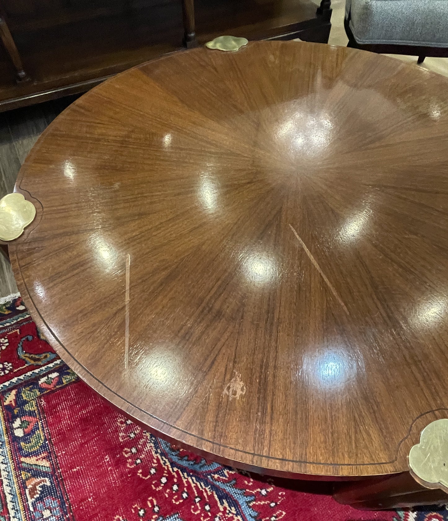 Baker Coffee Table with Brass Accents, Vintage AS IS (0G1009)