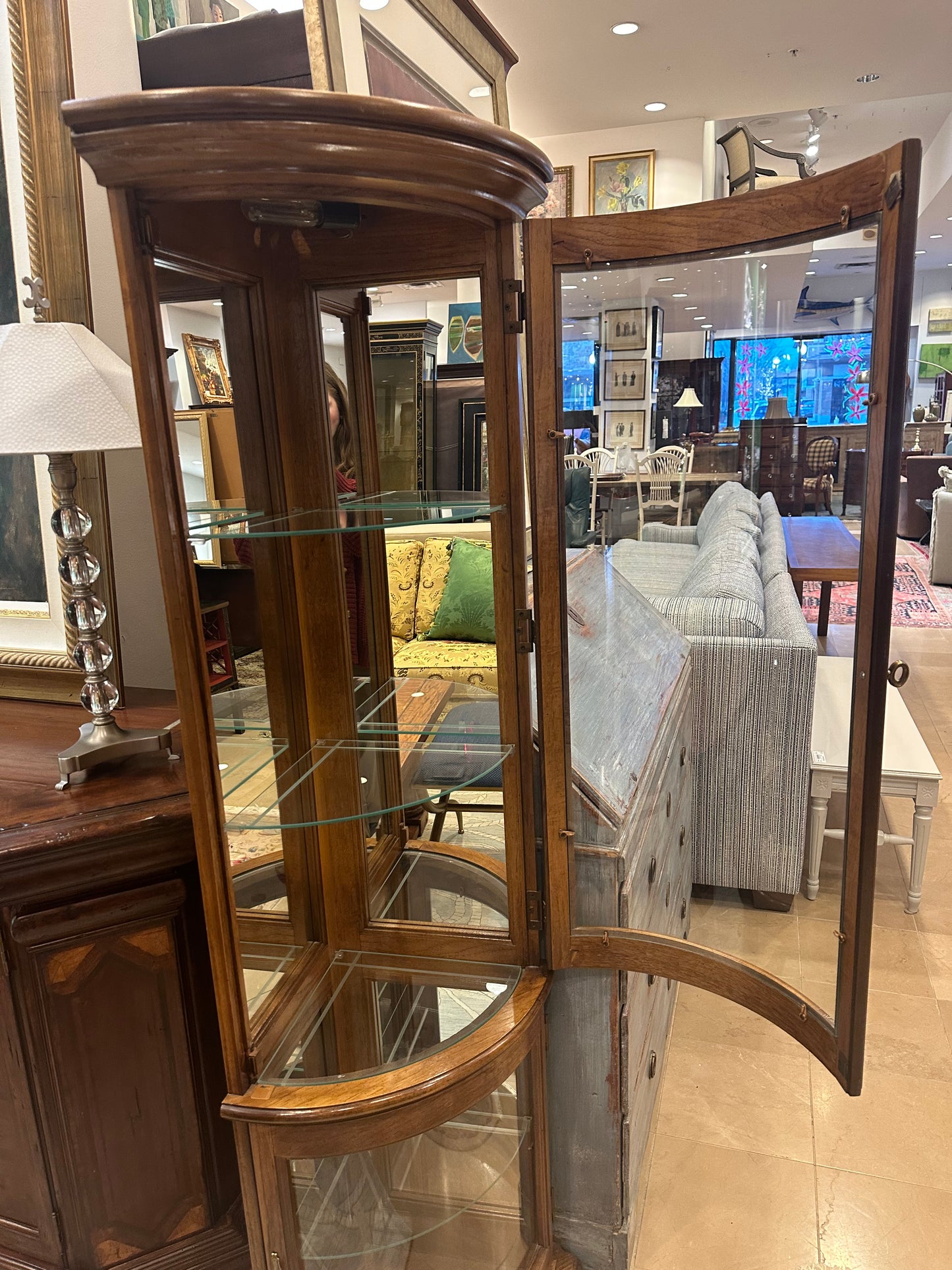 Curved Curio Cabinet AS IS (27187)