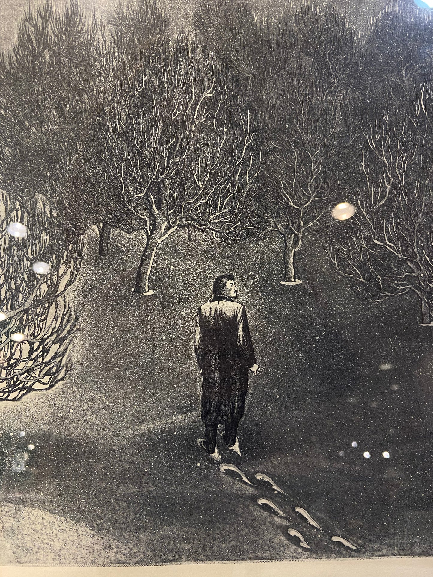 Man in Trees Engraving 1987 (27177)