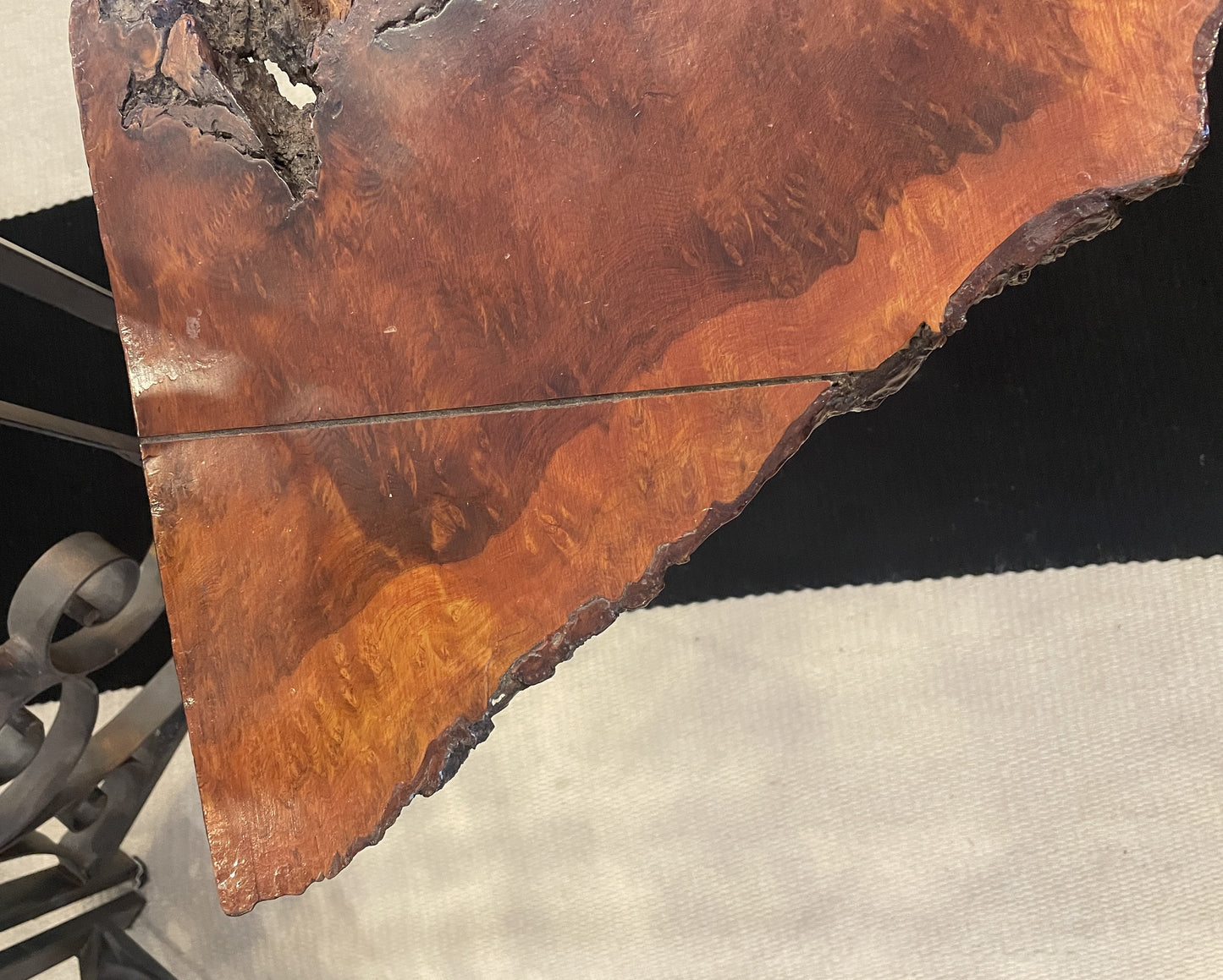 Vintage Live Edge Redwood Slab Coffee Table on Base (0KB002)