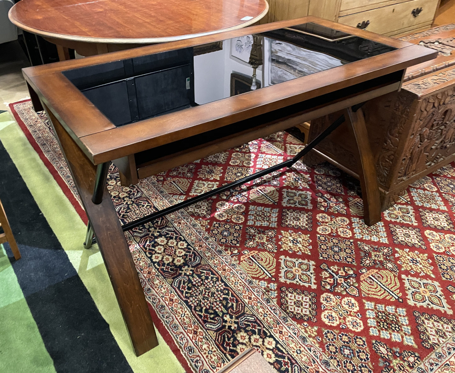 Glass Topped Computer Desk, AS IS (0NW00C)