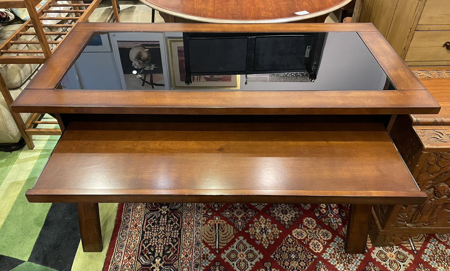 Glass Topped Computer Desk, AS IS (0NW00C)