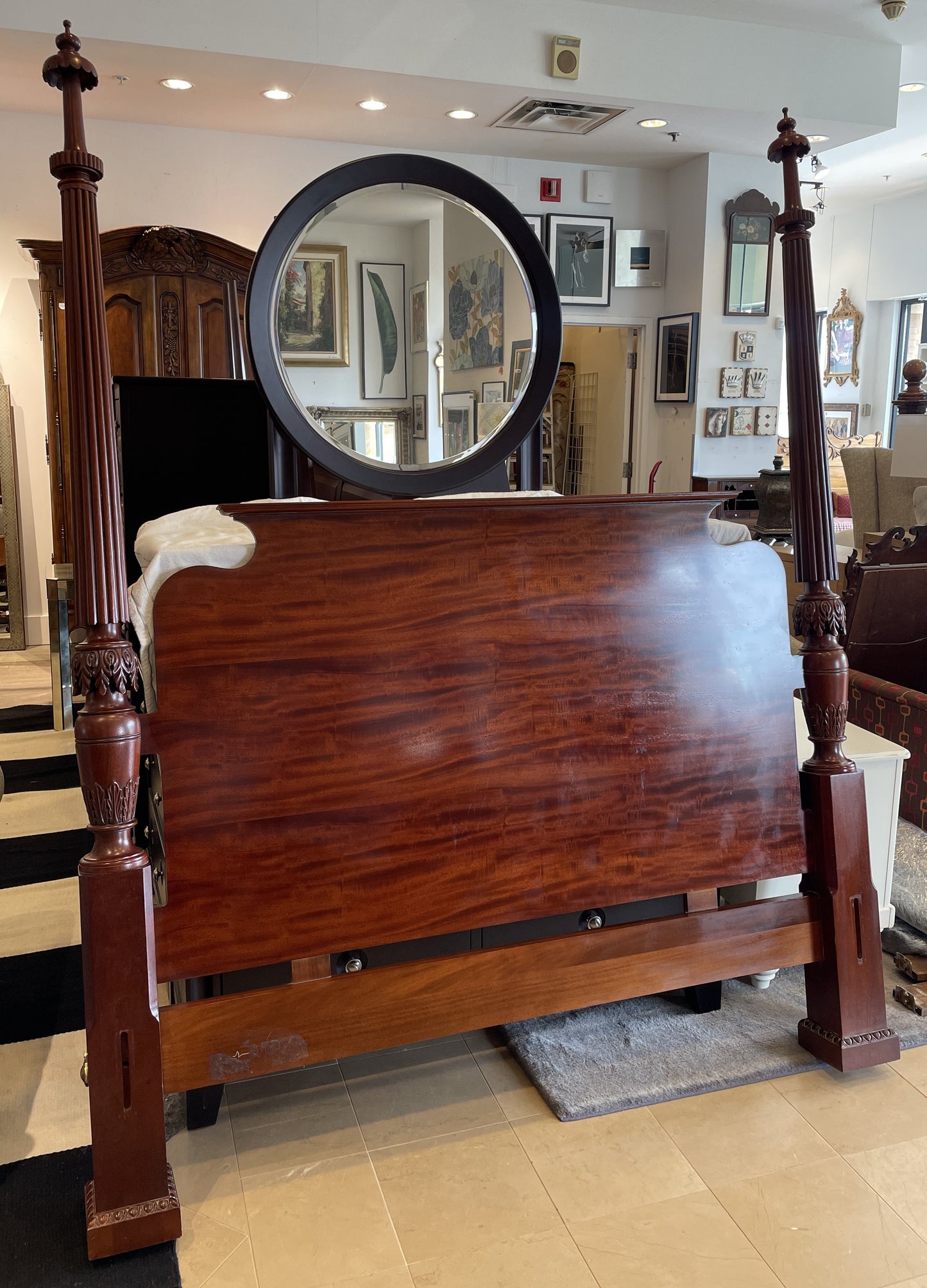 Baker Mahogany Hepplewhite Queen Four Poster Bed (0AC001)