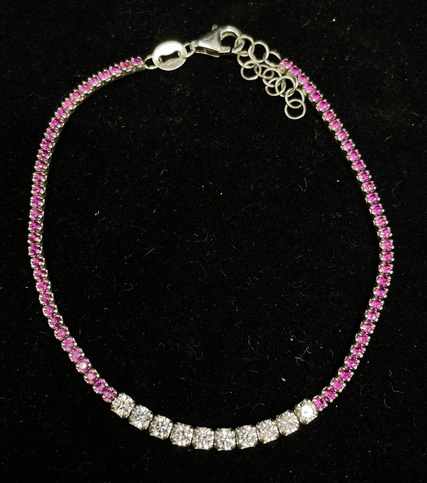 Sterling and Pink Gemstone Tennis Bracelet (0KA00D)