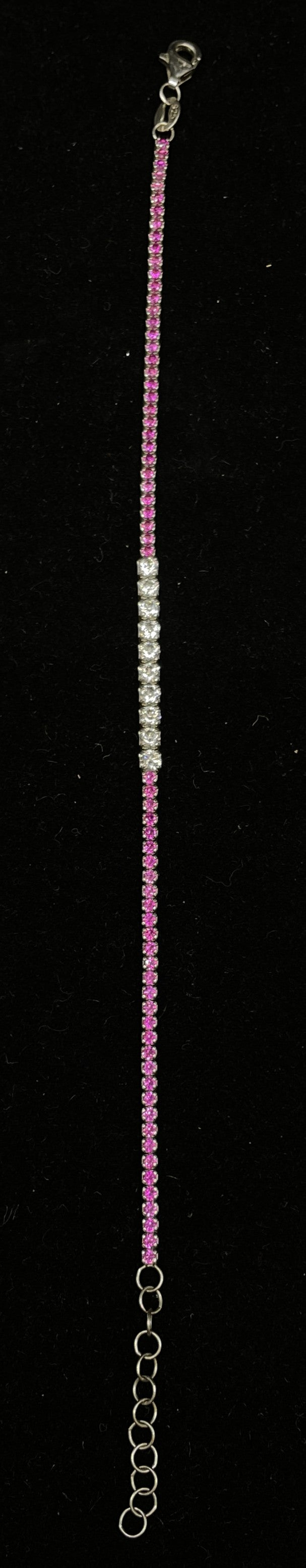 Sterling and Pink Gemstone Tennis Bracelet (0KA00D)