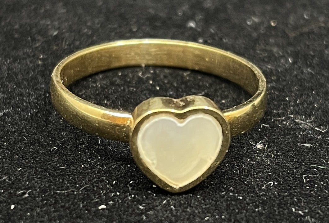 Mother of Pearl Heart Ring (sterling and 14K) (0KA00H)