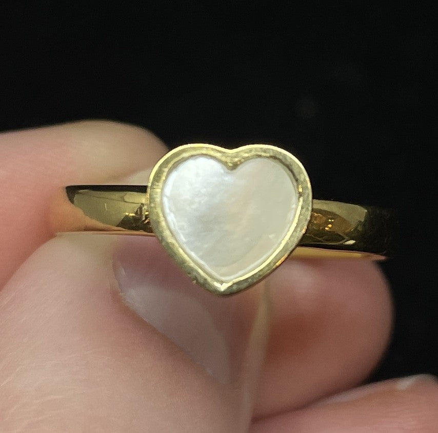 Mother of Pearl Heart Ring (sterling and 14K) (0KA00H)