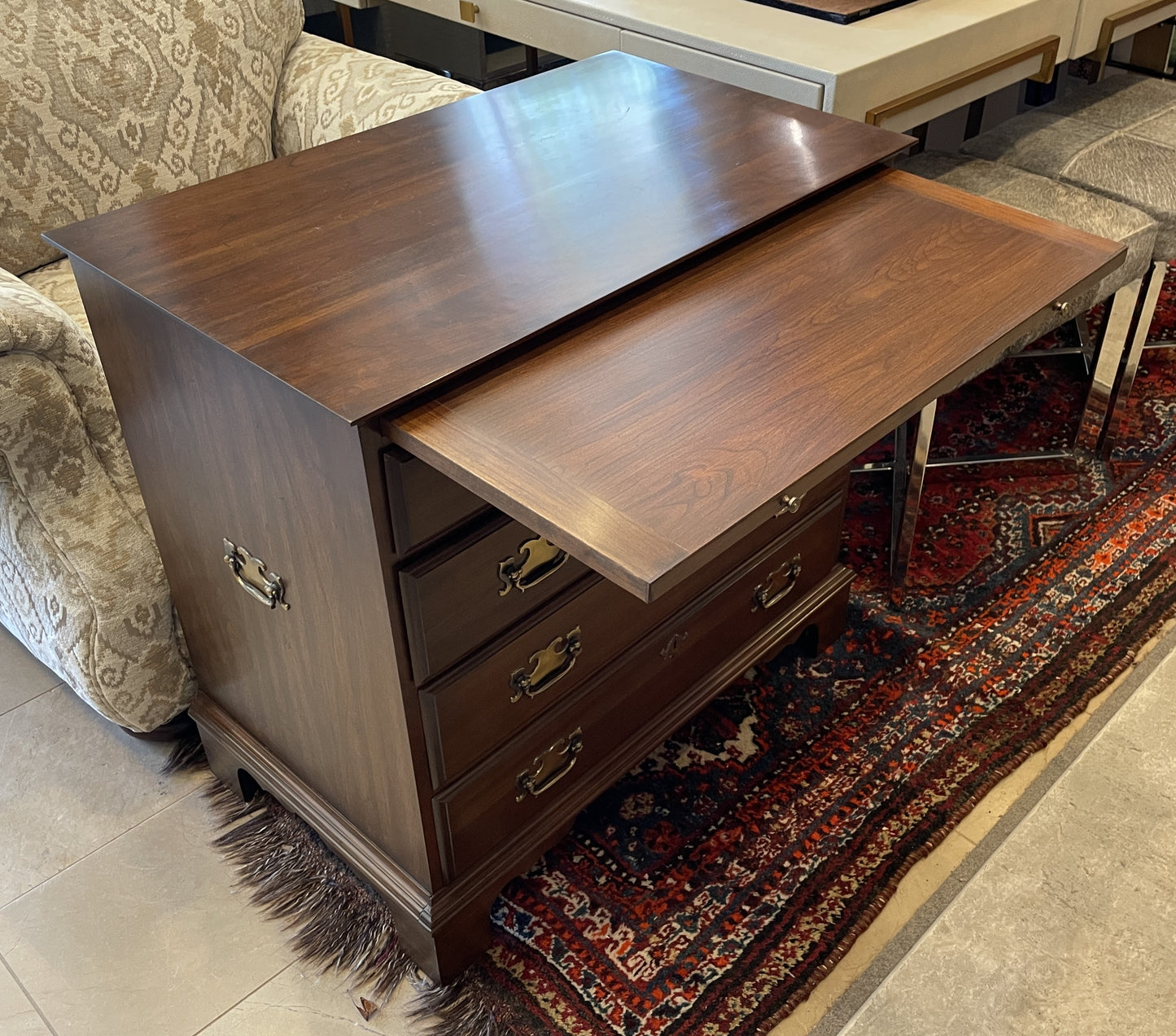 Henkel Harris Block Front Mahogany 5 Drawer Chest (0C401P)