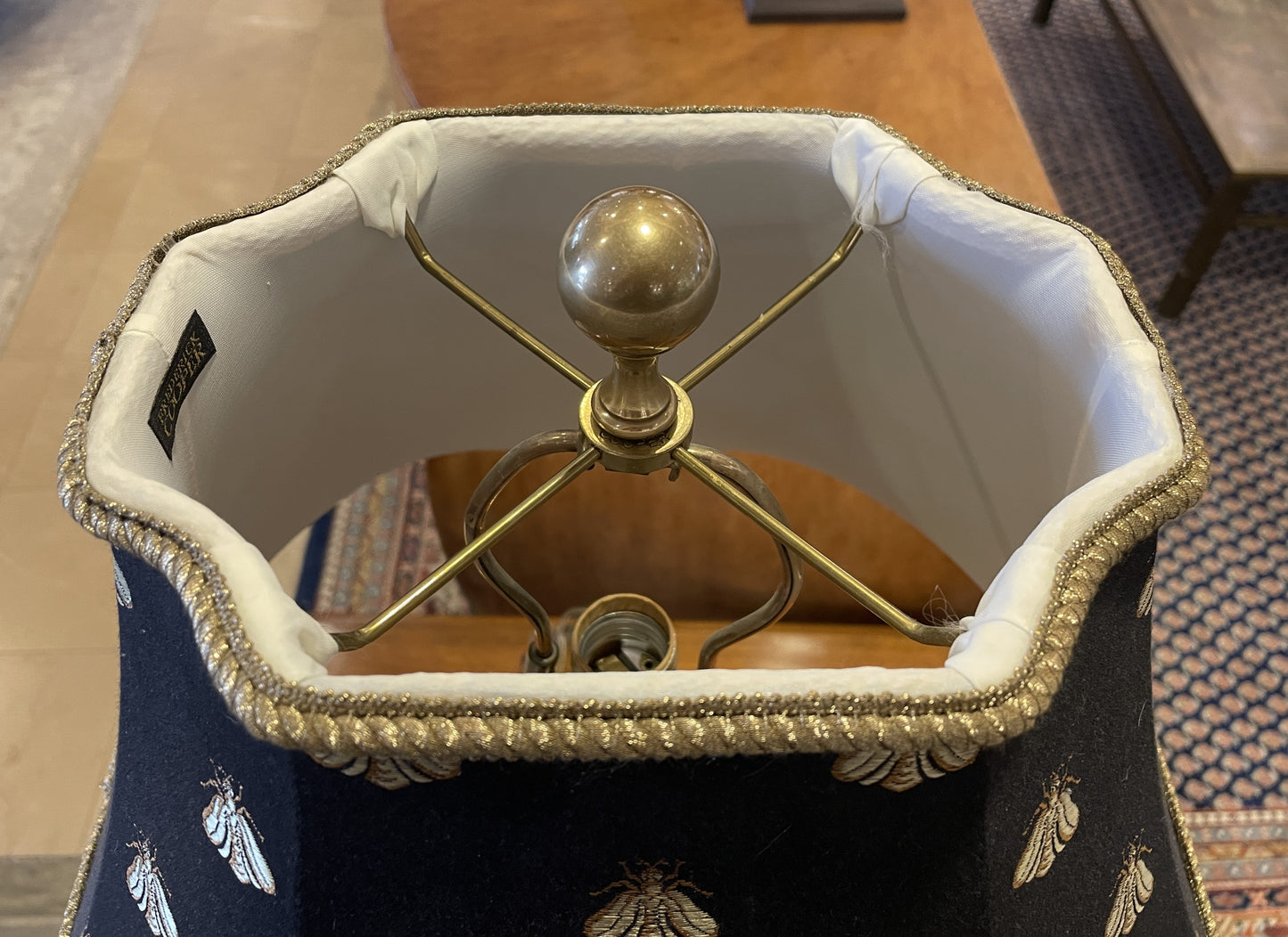 Frederick Cooper Brass Candlestick Lamp with Bumblebee Shade (0CB001)