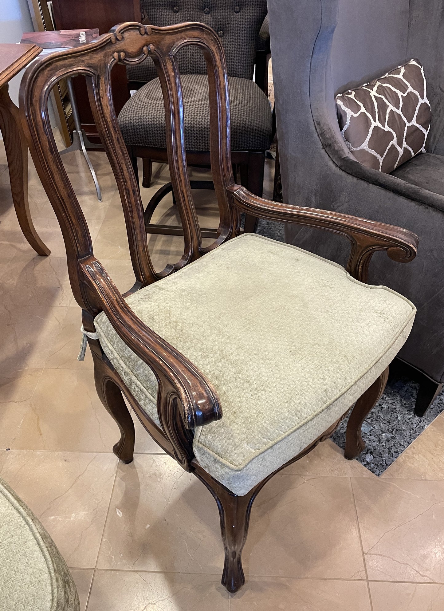 Set of 6 Antique Louis XV Caned Seat Dining Chairs (0NW00I)