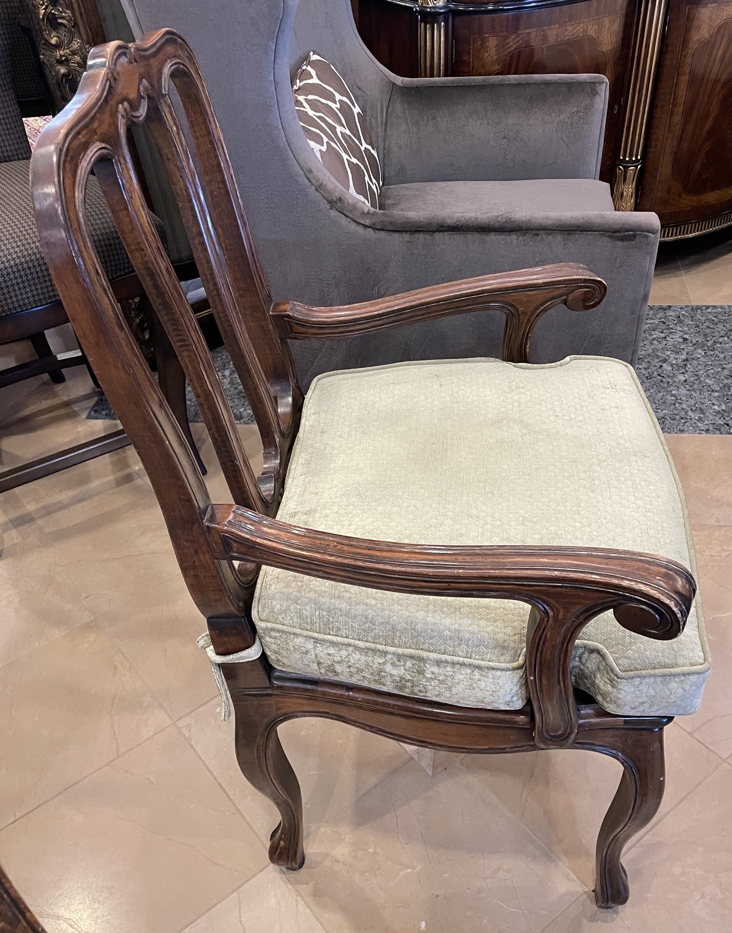 Set of 6 Antique Louis XV Caned Seat Dining Chairs (0NW00I)